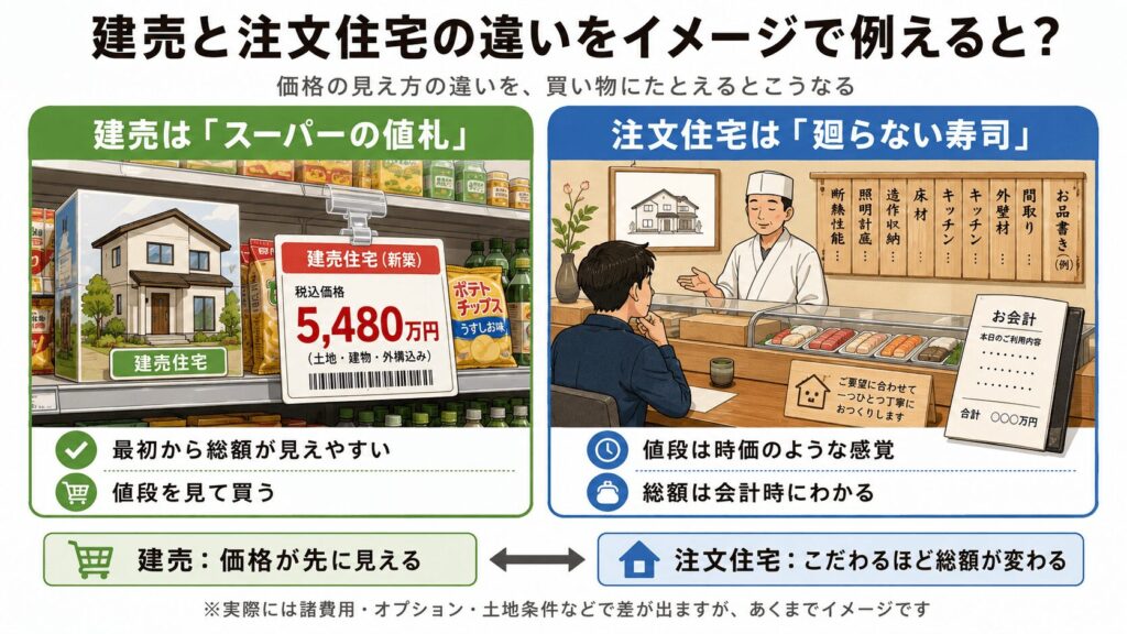 建売と注文の値段イメージ