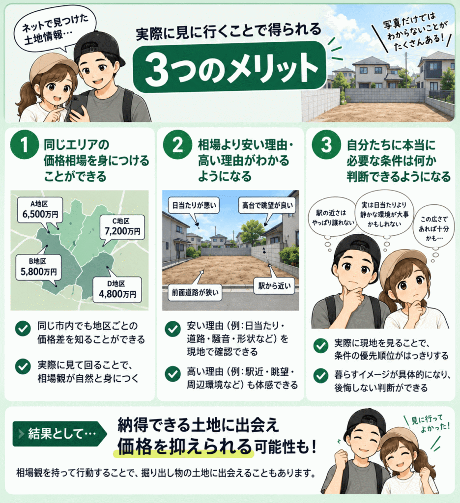 土地を見に行くことで相場感が身につく